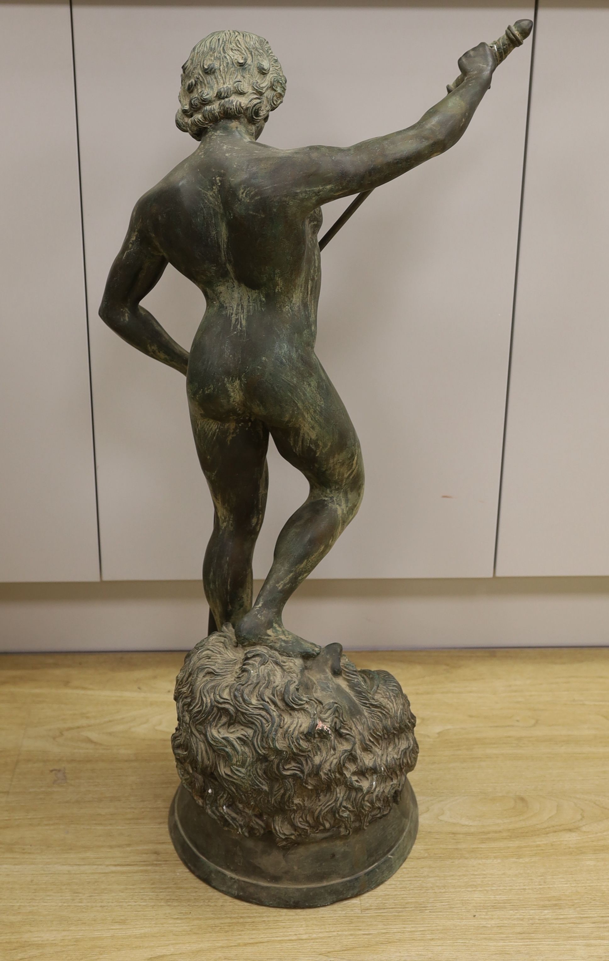 A large Italian bronze figure of David and the head of Goliath - 83cm tall